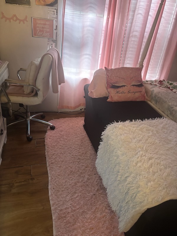 Lash bed and client area in the studio